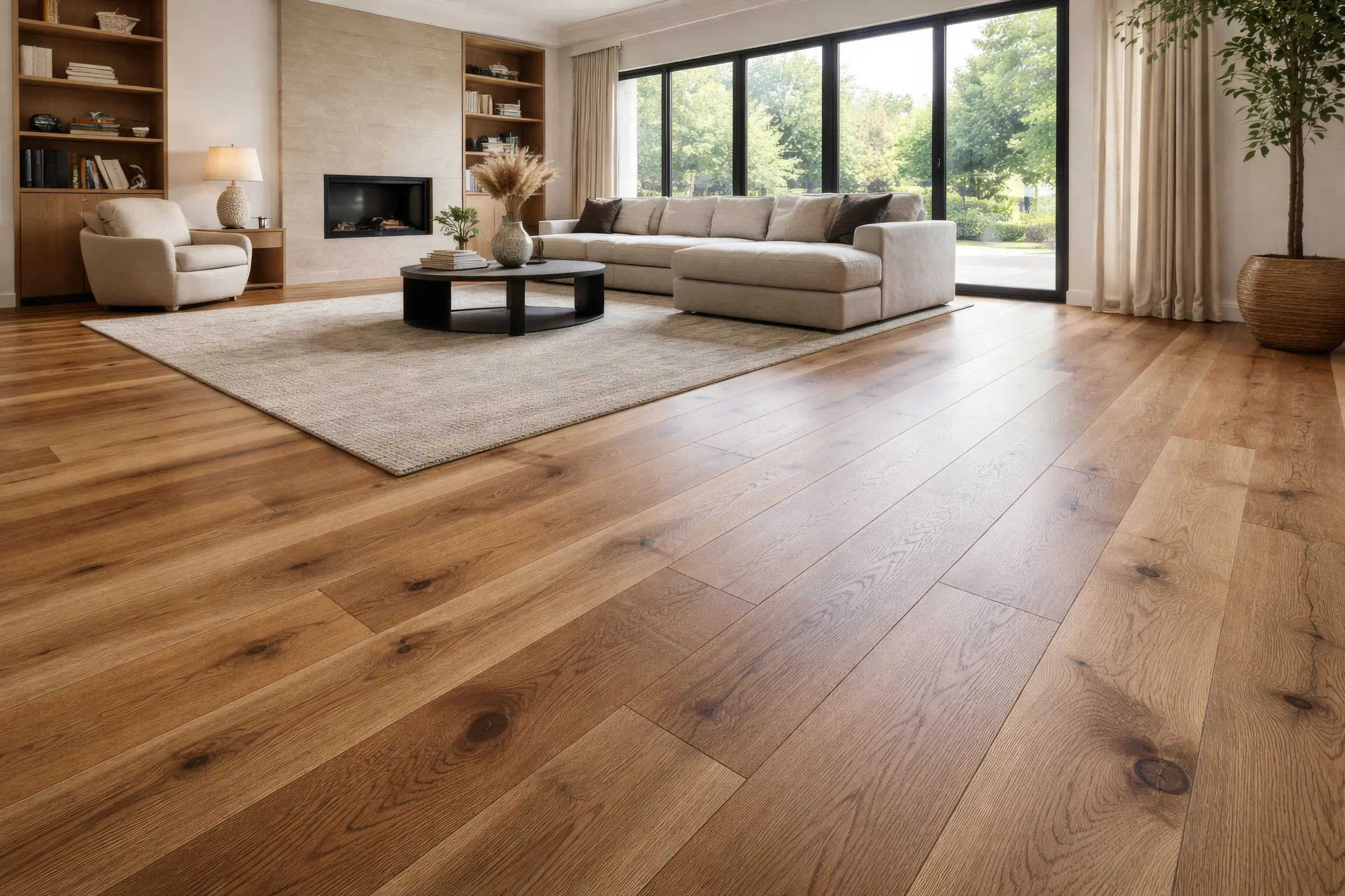 Wide plank European oak engineered hardwood flooring