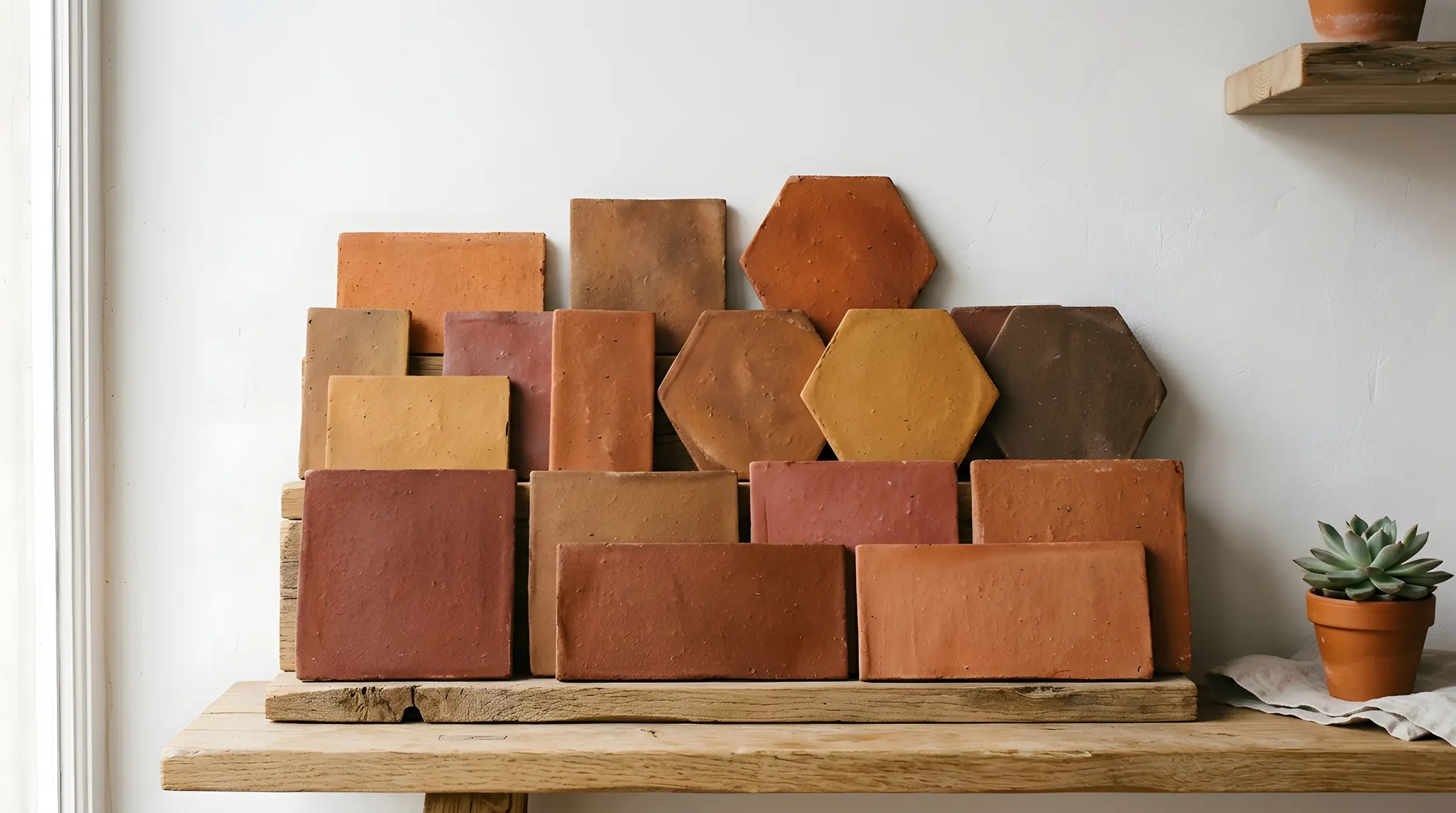 Handcrafted terracotta tiles Spanish revival courtyard flooring